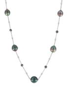 Effy 8-11mm Black South Sea Pearl And Sterling Silver Station Necklace