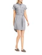 Two By Vince Camuto Denim-washed Point-collar Shirtdress