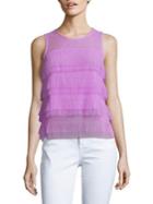 Design Lab Lord & Taylor Tiered Mesh Sleeveless Top