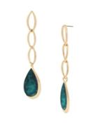 Robert Lee Morris Collection Raising Arizona Green Patina And Crystal Linear Drop Earrings