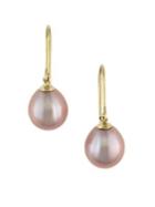 Effy 14k Yellow Gold & 10-11mm Pink Freshwater Pearl Hook Drop Earrings
