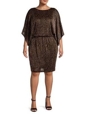 Eliza J Plus Animal-printed Dolman Sleeve Dress
