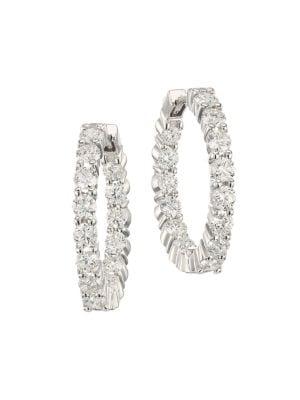 Roberto Coin 2.35 Tcw Diamond And 18k White Gold Inside-out Hoop Earrings