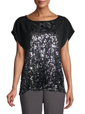 Jones New York Sequin Popover Top
