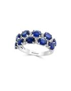 Effy Royale Bleu Natural Sapphire, Diamond And 14k White Gold Double Layer Ring