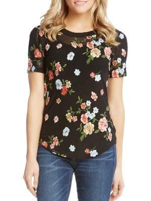 Karen Kane Embroidered Short Sleeve Top