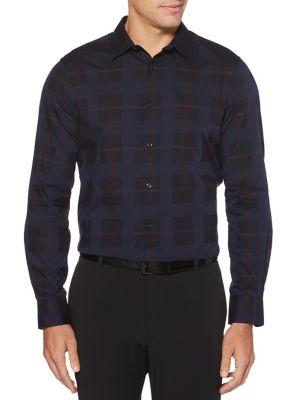 Perry Ellis Multi Check Long Sleeve Button Down Shirt