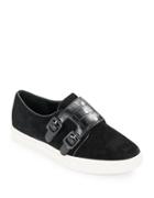 French Connection Braylee Leather And Suede Double Monk Strap Sneakers