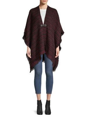 Vince Camuto Fringe Tweed Poncho