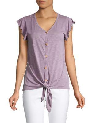 Cupio Flutter-sleeve Cotton Blend Top