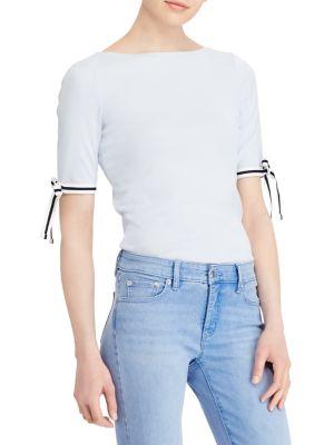 Lauren Ralph Lauren Bow-sleeve Cotton Tee