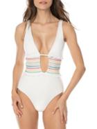 Isabella Rose Smocked Cutout One-piece Swimsuit
