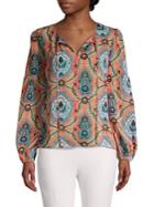 Cooper St Printed Peasant-sleeve Top