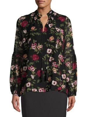Karl Lagerfeld Paris Floral Balloon Sleeve Blouse