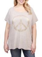 Lucky Brand Plus Peace Sign Graphic Tee