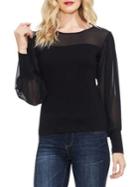 Vince Camuto Petite Gilded Rose Long-sleeve Chiffon Top