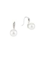 Cz By Kenneth Jay Lane 7mm White Glass Pearl Drop Earrings