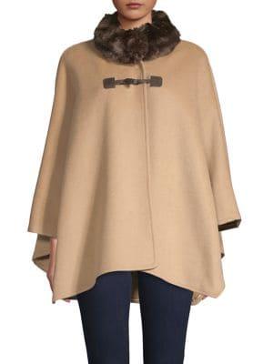 Jones New York High Neck Faux Fur-trimmed Cape