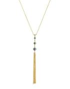 Cole Haan Faux Pearl And Crystal Linear Tassel Necklace