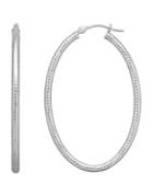 Lord & Taylor 14k White Gold Oval Hoop Earrings