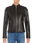 Cole Haan Trapunto Paneled Leather Jacket