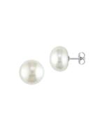 Sonatina 14k White Gold & 11-12mm White Button Pearl Stud Earrings