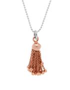 Lord & Taylor Long Sterling Silver And 18k Rose Gold Tassel Pendant Necklace