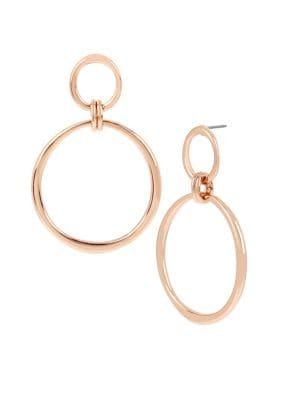 H Halston Rose Goldtone Double Gypsy Hoop Earrings