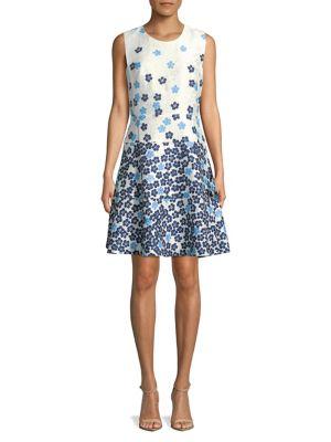 Karl Lagerfeld Paris Sleeveless Floral Flare Dress