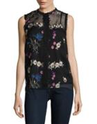 T Tahari Floral Embroidered Shell