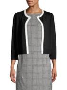 Karl Lagerfeld Paris Open-front Piping-trim Cropped Cardigan