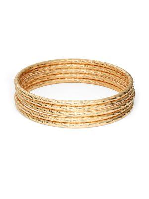 Design Lab Lord & Taylor Set Of Five Textured Bangle Bracelets