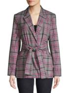 Ellen Tracy Tie Front Plaid Blazer