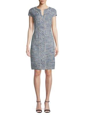 Karl Lagerfeld Paris Fringe Tweed Sheath Dress
