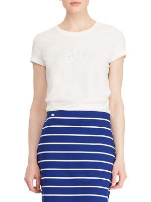 Lauren Ralph Lauren Embroidered Monogram Cotton Tee