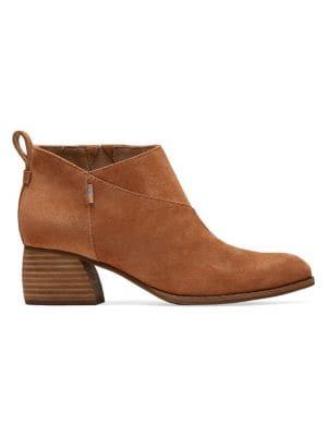 Toms Suede Leilani Block Heel Mid Booties