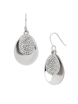Kenneth Cole New York Power Of The Flower Pave Crystal Stone Drop Earrings