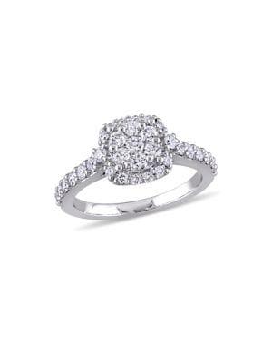 Sonatina 1 Tcw Diamond Cluster & 14k White Gold Vintage Halo Engagement Ring