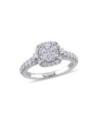 Sonatina 1 Tcw Diamond Cluster & 14k White Gold Vintage Halo Engagement Ring