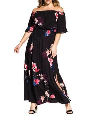 City Chic Plus Spring Lotus Maxi Dress