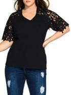 City Chic Plus Lace Sleeve Top