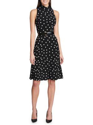 Tommy Hilfiger Sleeveless Polka Dota Fit-&-flare Dress