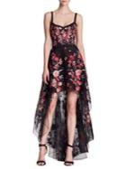 Marchesa Notte Embroidered High-low Sleeveless A-line Dress