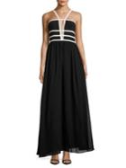 Aidan By Aidan Mattox Halterneck Cutout Gown