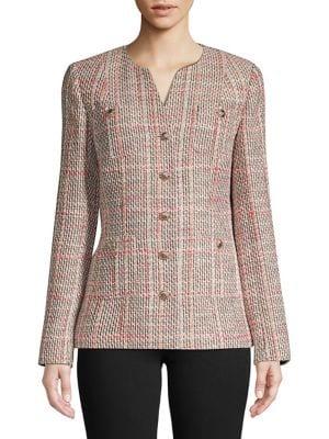 Karl Lagerfeld Paris Checkered Tweed Blazer