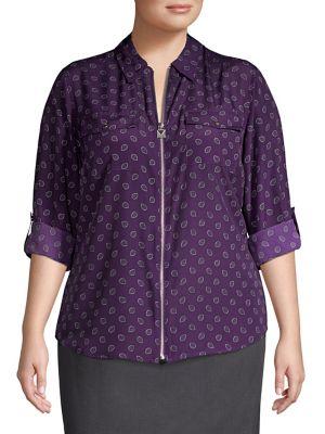 Michael Michael Kors Plus Long-sleeve Paisley Blouse