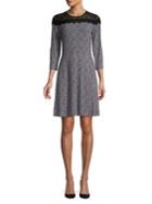 Michael Michael Kors Petite Tweed And Lace A-line Dress