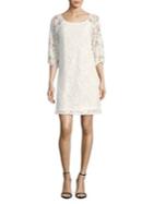Gabby Skye Lace Quarter-sleeve Shift Dress