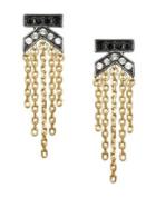 Karl Lagerfeld Paris K Fringe Swarovski Crystals Earrings