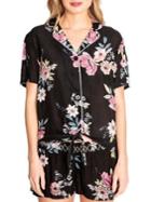 Pj Salvage Floral Button Front Short Sleeve Top